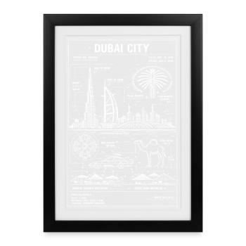 Dubai City Blueprint - Framed poster (27 × 37 cm) - black - Front