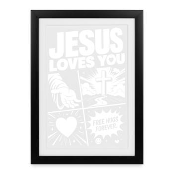 Comic de la foi Jésus t’aime - Affiche encadrée (27 × 37 cm) - noir - Devant