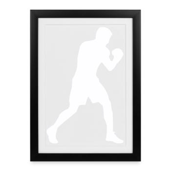 Silhouette de boxeur en mouvement - Affiche encadrée (27 × 37 cm) - noir - Devant