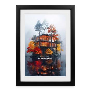 NO ADDRESS NEEDED - Modern Autumn Island Villa - Framed poster (27 × 37 cm) - black - Front