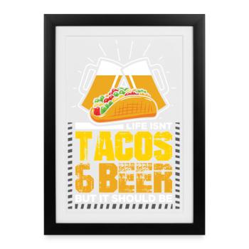 Bière Taco Bière Buveur de bière Amateur de bière - Affiche encadrée (27 × 37 cm) - noir - Devant
