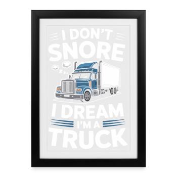Chauffeur de camion Camionneur Diesel Camion longue distance - Affiche encadrée (27 × 37 cm) - noir - Devant