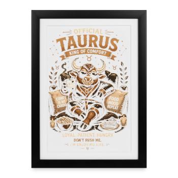 Taureau Roi du Confort - Zodiaque - Affiche encadrée (27 × 37 cm) - noir - Devant