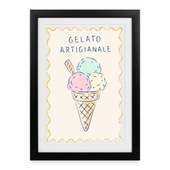 Gelato Artigianale Pastel Cream - Affiche encadrée (27 × 37 cm) - noir - Devant