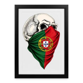 Portugal portuguese flag skull - Framed poster (27 × 37 cm) - black - Front