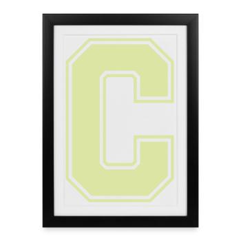 Lettre C majuscule dans le style varsity - Affiche encadrée (27 × 37 cm) - noir - Devant