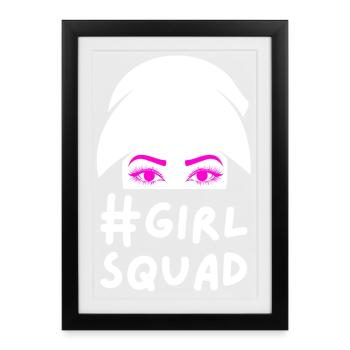 Cadeau de fête des femmes Pink Eyes Girl Squad - Affiche encadrée (27 × 37 cm) - noir - Devant