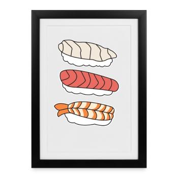 sushi - Framed poster (27 × 37 cm) - black - Front