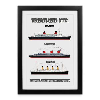 TRANSATLANTIC LINES AFFICHE Louis RUNEMBERG ©Adagp - Affiche encadrée (27 × 37 cm) - noir - Devant