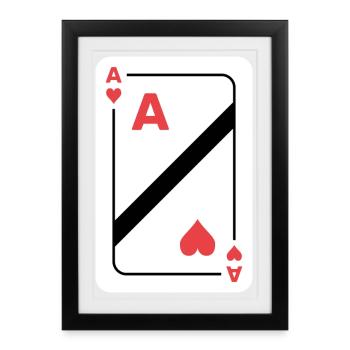 Ace of Hearts Playing Card - Framed poster (27 × 37 cm) - black - Front
