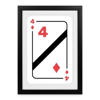 Diamonds Four Playing Card Poker Card - Framed poster (27 × 37 cm) - black - Front