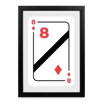 Eight of Diamonds Playing Card Poker Card - Framed poster (27 × 37 cm) - black - Front