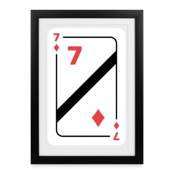 Seven Diamonds Playing Card Poker Card - Framed poster (27 × 37 cm) - black - Front