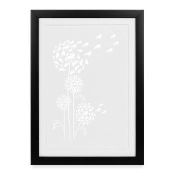 Pissenlit à la fleur et Tölt White - Affiche encadrée (27 × 37 cm) - noir - Devant