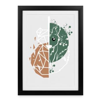 Fox vs origami white drawing - Framed poster (27 × 37 cm) - black - Front