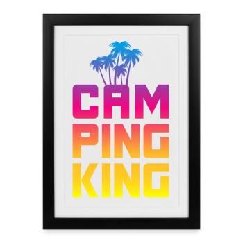 Campingking Palm Course King Camper Holiday Fan - Framed poster (27 × 37 cm) - black - Front