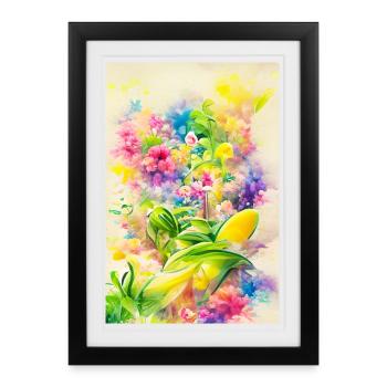 Art floral - Affiche encadrée (27 × 37 cm) - noir - Devant