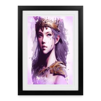 Valkyrie Amazon Warrior Fine Art Affiche - Affiche encadrée (27 × 37 cm) - noir - Devant