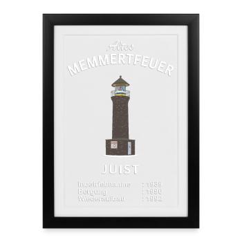 Lighthouse Juist, Memmertfeuer, Mer du Nord - Affiche encadrée (27 × 37 cm) - noir - Devant