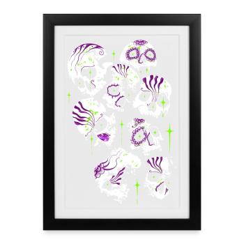 Crânes Crâne Halloween Crânes de sucre - Affiche encadrée (27 × 37 cm) - noir - Devant