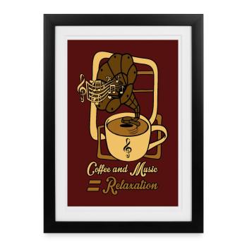 Le café et la musique sont relaxants - Affiche encadrée (27 × 37 cm) - noir - Devant