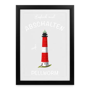 Kultiger Leuchtturm Pellworm, Nordsee, Abschalten - Gerahmtes Poster (27 × 37 cm) - Schwarz - Vorne