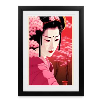 Geisha 6 - Affiche encadrée (27 × 37 cm) - noir - Devant