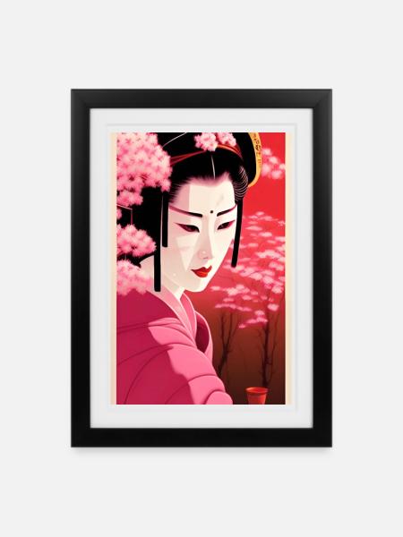 Geisha 6 - Gerahmtes Poster (27 × 37 cm) - Schwarz
