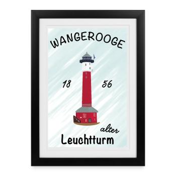 Wangerooge, Old Lighthouse, North Sea, Poster - Framed poster (27 × 37 cm) - black - Front