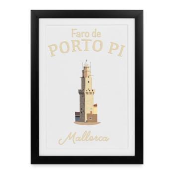 Palma de Mallorca, Porto Pi Lighthouse, Spain - Framed poster (27 × 37 cm) - black - Front