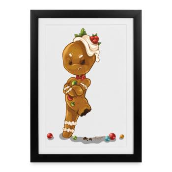 Homme en pain d’épices sans jambe - Affiche encadrée (27 × 37 cm) - noir - Devant