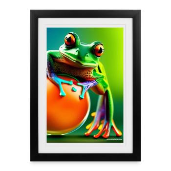Grenouille colorée - Affiche encadrée (27 × 37 cm) - noir - Devant