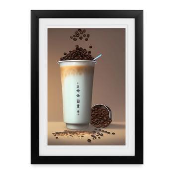 Café, grains de café - Affiche encadrée (27 × 37 cm) - noir - Devant