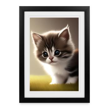 Bébé chat - Affiche encadrée (27 × 37 cm) - noir - Devant