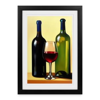 Wine drinkers - Framed poster (27 × 37 cm) - black - Front