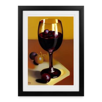 Wine drinkers - Framed poster (27 × 37 cm) - black - Front