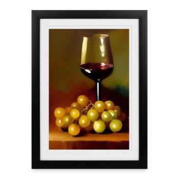 Wine drinkers - Framed poster (27 × 37 cm) - black - Front