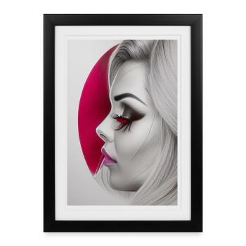 Tête de femme - Affiche encadrée (27 × 37 cm) - noir - Devant