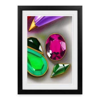 Pierres précieuses colorées - Affiche encadrée (27 × 37 cm) - noir - Devant