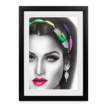 Woman with jewelry - Framed poster (27 × 37 cm) - black - Front