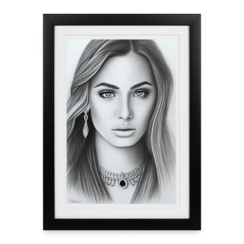 Femme avec des bijoux - Affiche encadrée (27 × 37 cm) - noir - Devant