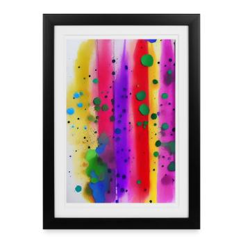 Splashes of paint and lines - Framed poster (27 × 37 cm) - black - Front
