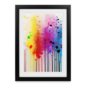 Splashes of paint and lines - Framed poster (27 × 37 cm) - black - Front