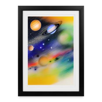 Espace et planètes - Affiche encadrée (27 × 37 cm) - noir - Devant