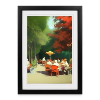 Café asiatique en plein air - Affiche encadrée (27 × 37 cm) - noir - Devant