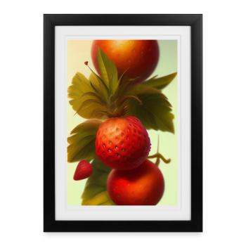 Fraise - Affiche encadrée (27 × 37 cm) - noir - Devant