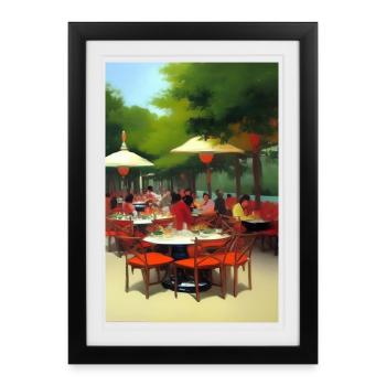 Café asiatique en plein air - Affiche encadrée (27 × 37 cm) - noir - Devant