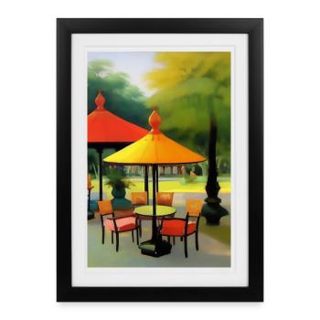 Café asiatique en plein air - Affiche encadrée (27 × 37 cm) - noir - Devant