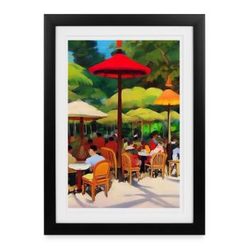 Café asiatique en plein air - Affiche encadrée (27 × 37 cm) - noir - Devant