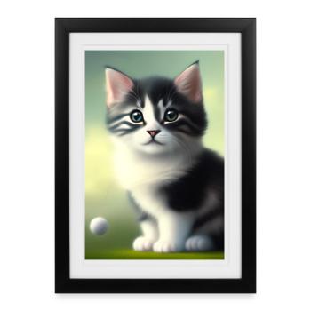 Bébé chat - Affiche encadrée (27 × 37 cm) - noir - Devant